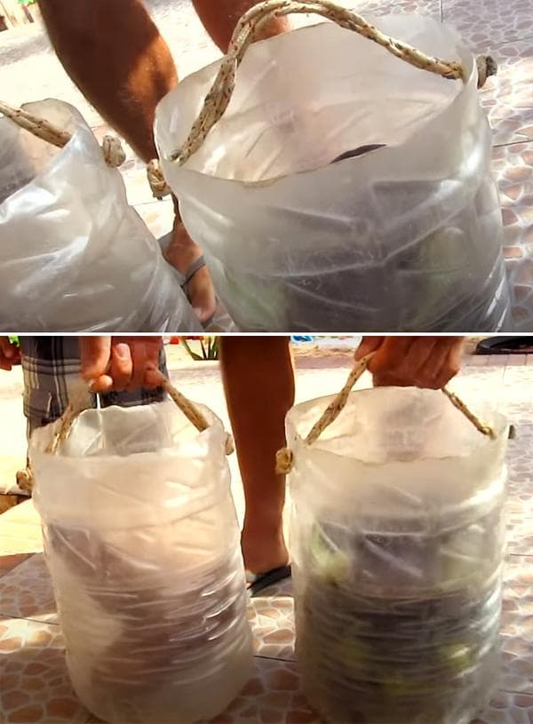 Selbstgebastelter Eimer aus einer Plastikflasche