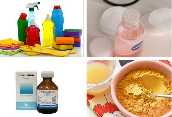 Spülgel, Senfpulver, Make-up-Entferner und Glycerin