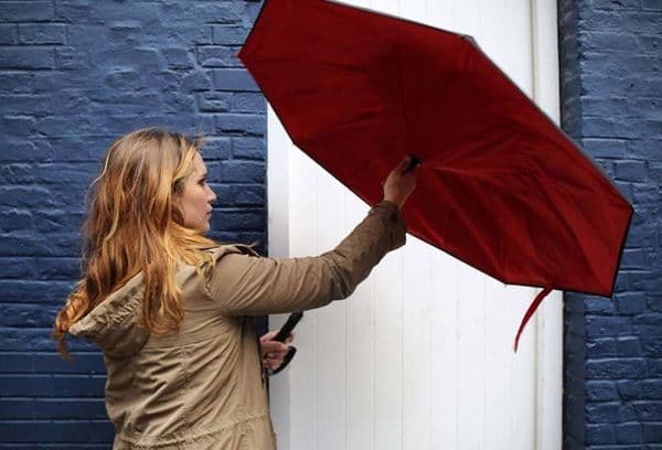 Frau mit Regenschirm
