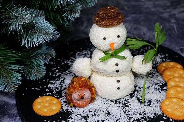 Vorspeise Schneemann für Neujahr
