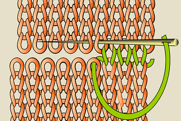 Skizze der unsichtbaren Naht für Strickwaren