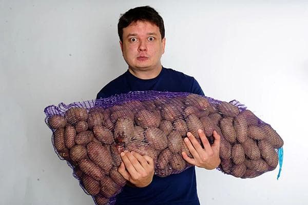 Mann mit einem Sack Kartoffeln