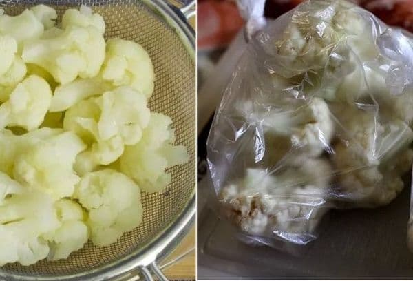 Einfrieren von blanchiertem Blumenkohl