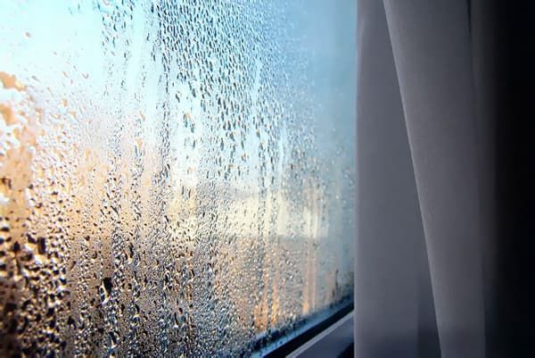 Kondensation auf der Fensterscheibe