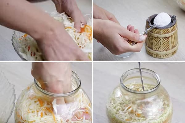 Vorbereitung des Kohls für die Fermentation