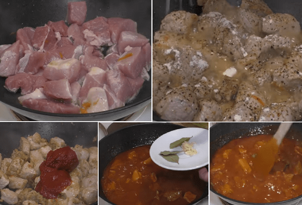 Schweinegulasch mit Tomatenmark