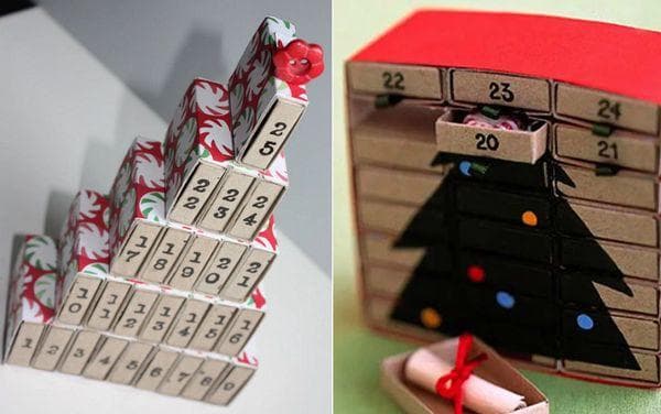 Adventskalender aus Streichholzschachteln