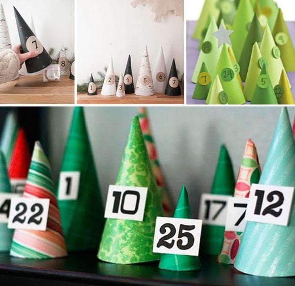 Adventskalender aus Papierkegeln