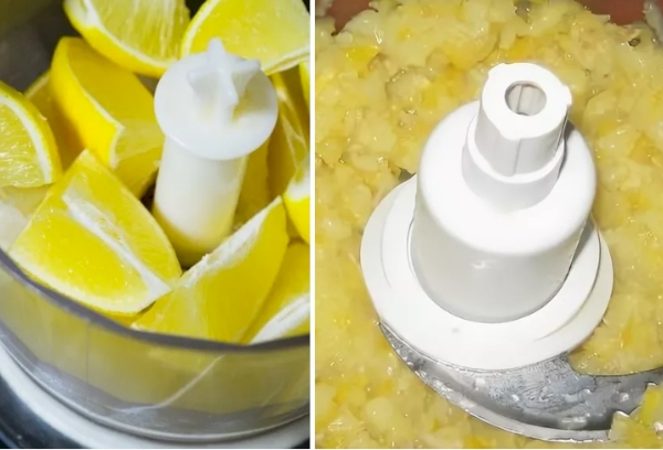 Zerkleinerung der Zitrone im Mixer
