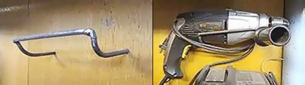 Selbstgebautes Regal für die Aufbewahrung der Bohrmaschine