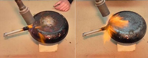 Thermische Behandlung einer Pfanne mit einem Lötkolben