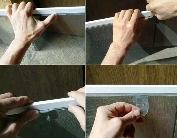 Griff aus einer Plastikflasche für das Fliegengitter