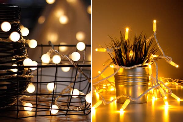 Neujahrslichterketten mit Lampen und LEDs
