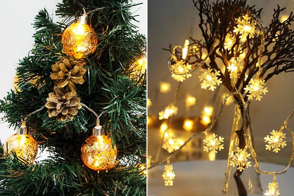 Weihnachtslichterketten mit warmem Licht