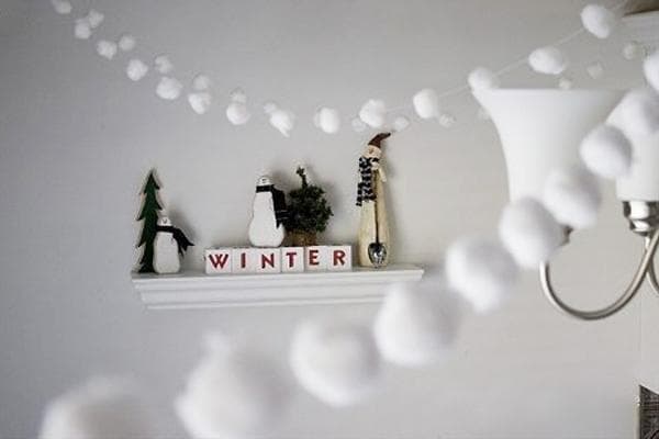 Schneebälle aus Faden und Watte