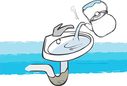 Verstopfung mit kochendem Wasser beseitigen