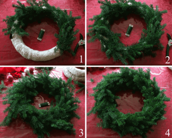 Prinzip zur Herstellung eines Weihnachtskranzes aus lebenden Zweigen 2