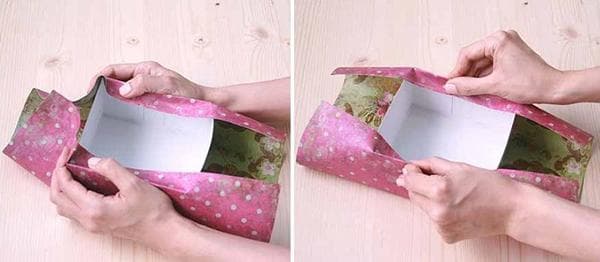 Markierung des Papiers zum Bekleben der Box