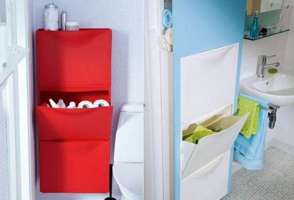 Schuhregal im Toilettenraum oder Bad